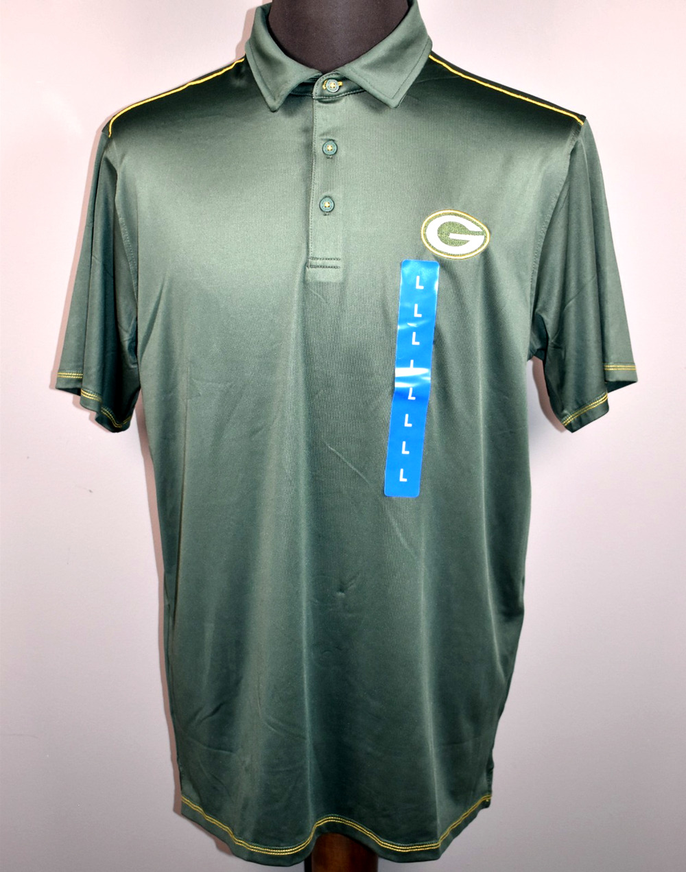 Green Bay Packers Polo Shirt Men Large Green Knit NFL Football Antigua New